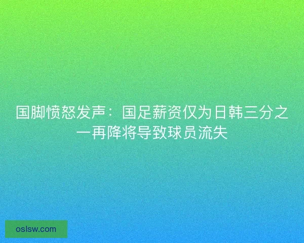 国脚愤怒发声:国足薪资仅为日韩三分之一再降将导致球员流失 国脚愤怒发声:国足薪资仅为日韩三分之一再降将导致球员流失